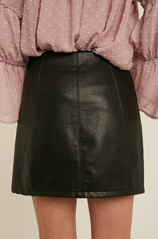 high waist panelled a-line faux vegan leather mini skirt