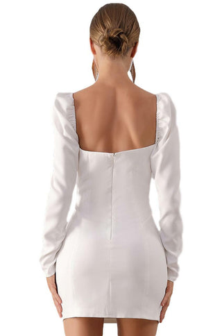 White Ruched Bodycon Dress