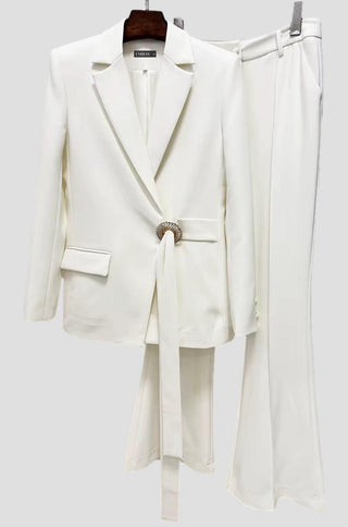 Aurelia Waist-Tie White Pantsuit