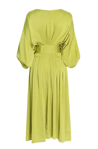 Miranda Avocado Green Satin Midi Dress