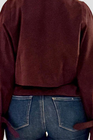 Elle Faux Suede Cropped Trench Coat