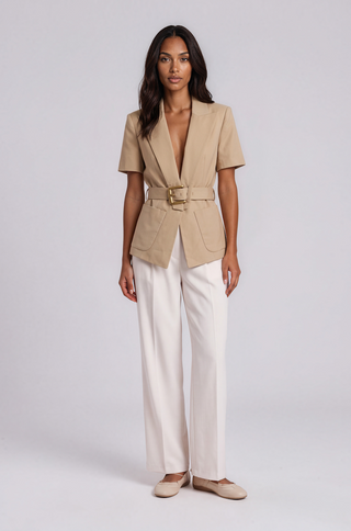 Monica Belted Peplum Blazer