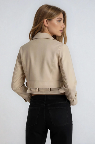 Elle Faux Suede Cropped Trench Coat