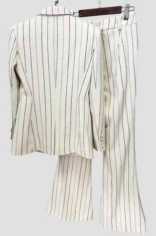 Bianca Cream Pinstripe Blazer & Pants Set