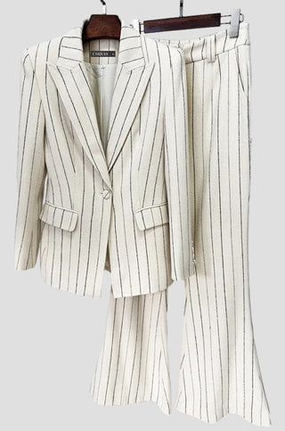 Bianca Cream Pinstripe Blazer & Pants Set