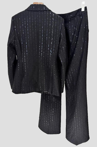 Noir Sequin Pinstripe Blazer Pantsuit
