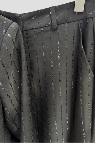 Noir Sequin Pinstripe Blazer Pantsuit