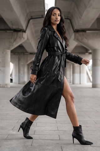 Tia Leather Trench Coat