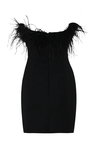 Monica Strapless Feather Minidress