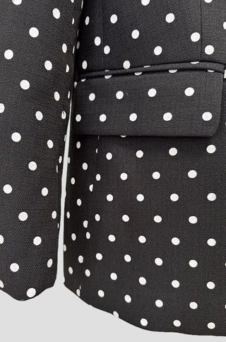 Adriana Polka-Dot Blazer Pants Set in Black
