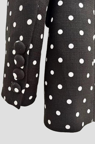 Adriana Polka-Dot Blazer Pants Set in Black