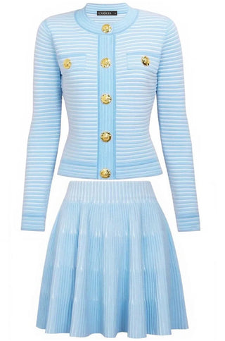 Brie Ribbed Knit Cardigan & Mini Skirt Set
