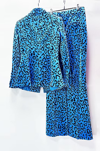 Adele Velvet Leopard Blazer Pants Set