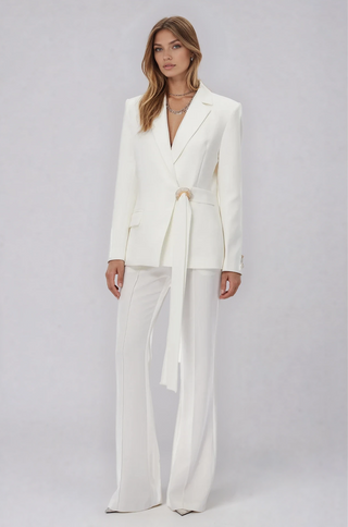Aurelia Waist-Tie White Pantsuit