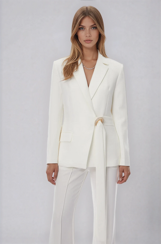 Aurelia Waist-Tie White Pantsuit