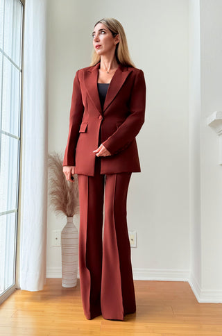 Claudia Tailored Chocolate Brown Pantsuit