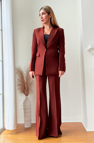 Claudia Tailored Chocolate Brown Pantsuit