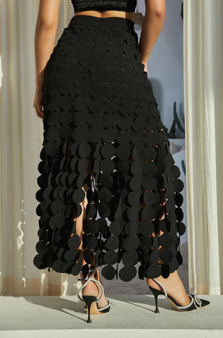 Laser Cut Circle Double Layered Maxi Skirt