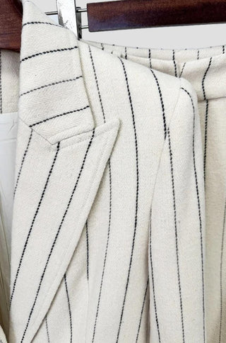 Bianca Cream Pinstripe Blazer & Pants Set