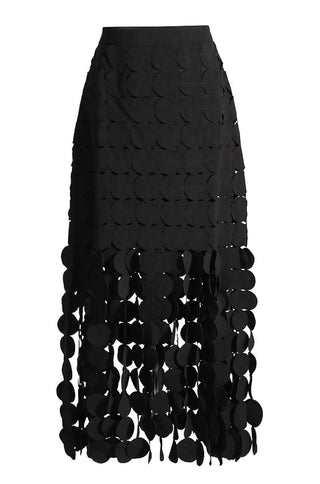 Laser Cut Circle Double Layered Maxi Skirt