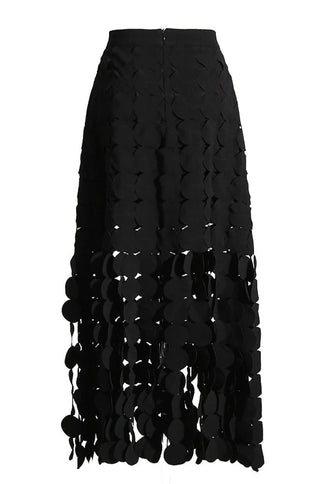 Laser Cut Circle Double Layered Maxi Skirt