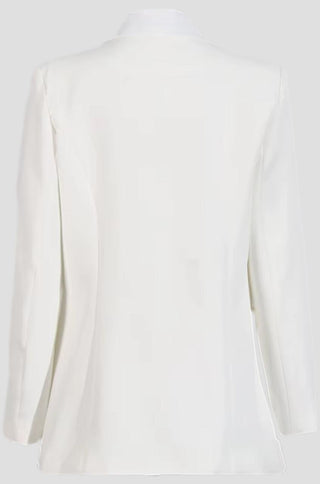 Adeline Crystal Button Satin Collar Blazer