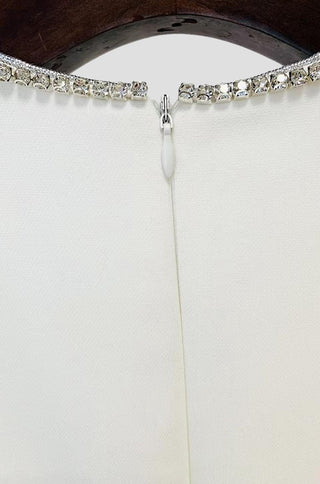 Elira Crystal Trim White Jumpsuit