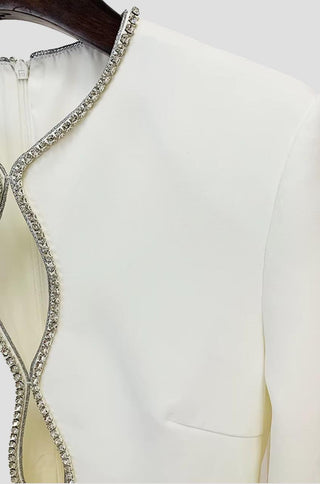 Elira Crystal Trim White Jumpsuit