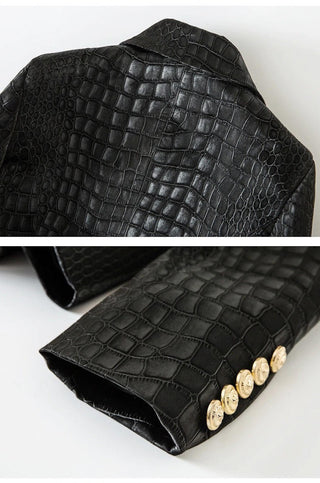 Faux Crocodile Leather Blazer