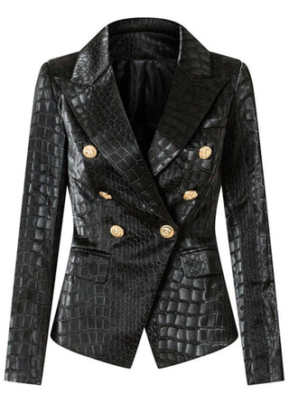 Faux Crocodile Leather Blazer