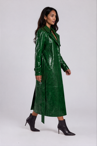 Tia Leather Trench Coat