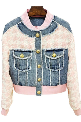 Houndstooth Denim Jacket