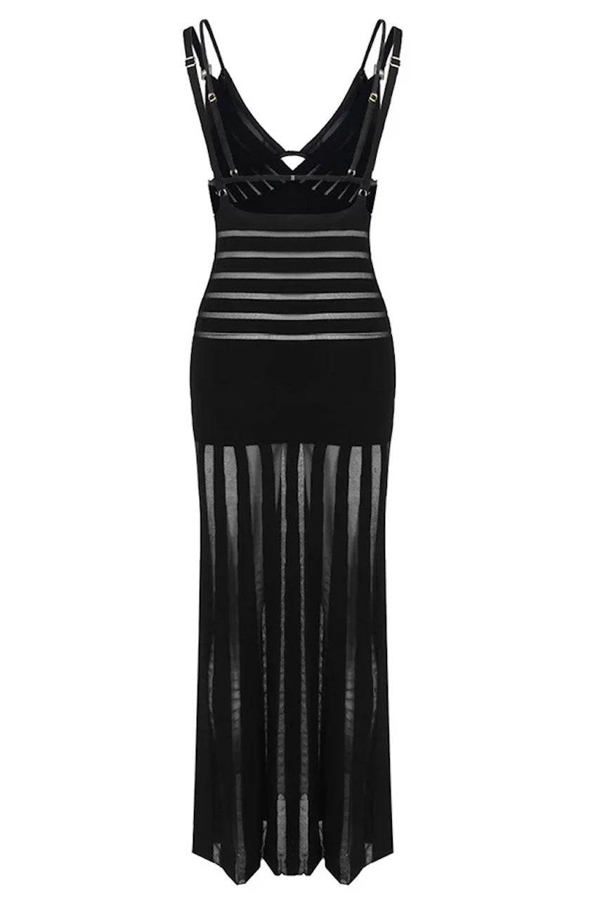 Inka Sheer Striped Maxi Dress Black / S Inka Sheer Striped Maxi Dress Black / S