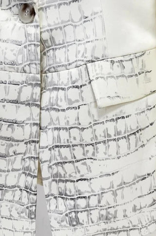 Claire Ivory Embossed Statement Blazer Pants Set