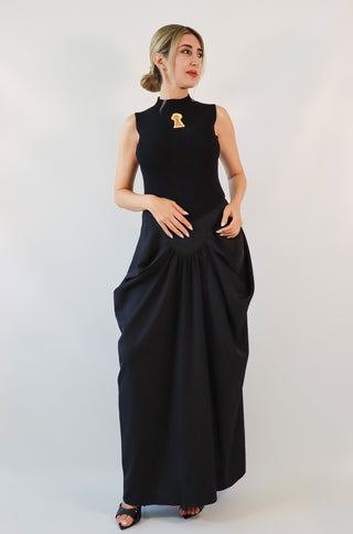 Valeria Gold Keyhole Dress