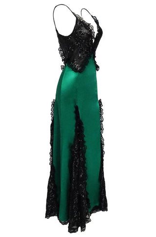 Giselle Sequined Lace Satin Maxi Dress