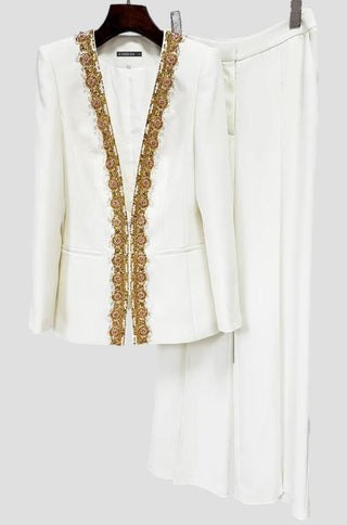 Layla Embellished White Pantsuit