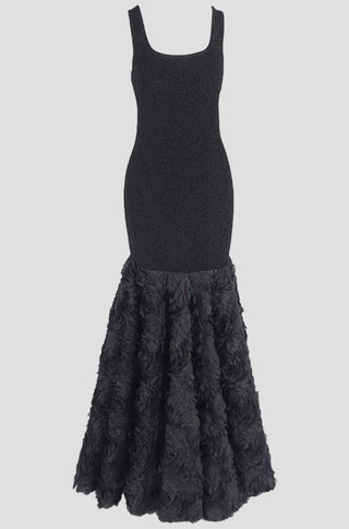 Scoop neck black glitter mermaid gown – shopUNIQUES eveningwear