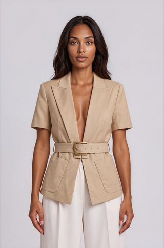 Monica Belted Peplum Blazer