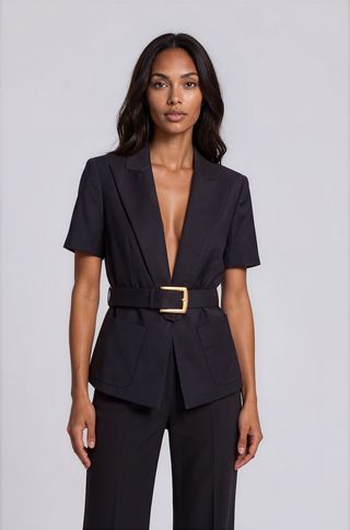 Monica Belted Peplum Blazer