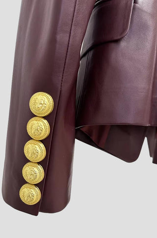 Nadine Burgundy Faux Leather Blazer