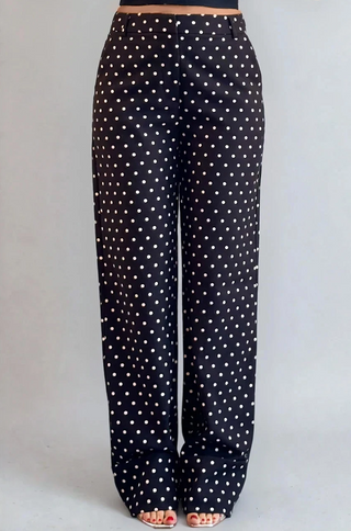 Adriana Polka-Dot Blazer Pants Set in Black