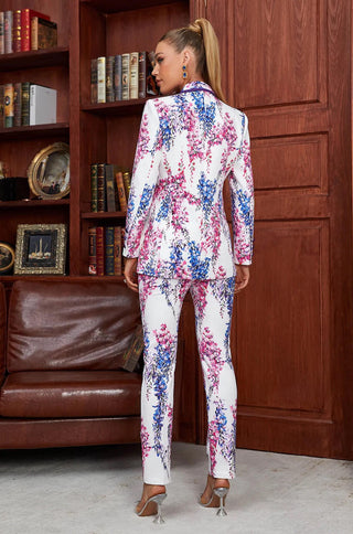 Lilac floral slim fit pantsuit