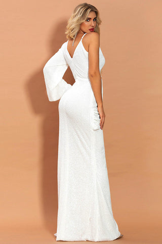 One sleeve v-neck maxi dress