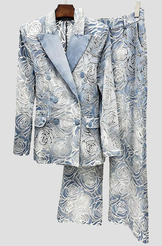 Rosalie Floral Denim Jacquard Pantsuit