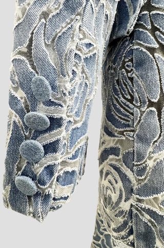 Rosalie Floral Denim Jacquard Pantsuit