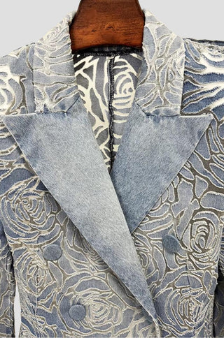Rosalie Floral Denim Jacquard Pantsuit