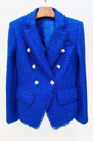 royal blue tweed blazer