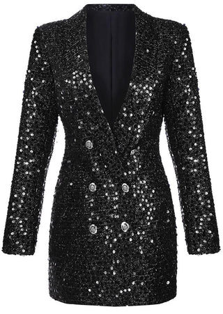 black sequin mini blazer dress