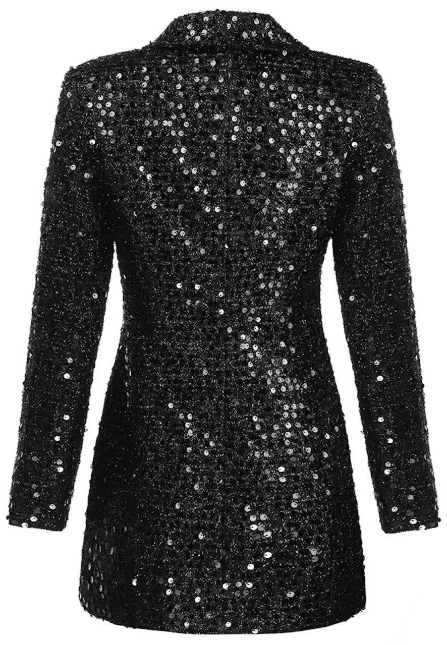Black Sequin Blazer Dress Black / L / US 6 Black Sequin Blazer Dress Black / L / US 6
